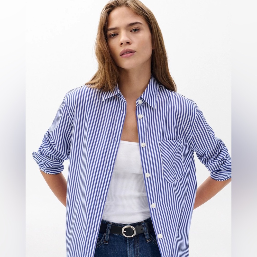 Rag & Bone Maxine Stripe Poplin Shirt - Medium